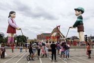 Giant Squid Game dolls in Bangkok as Netflix releases Squid Game Season 3 - Image via: Getty